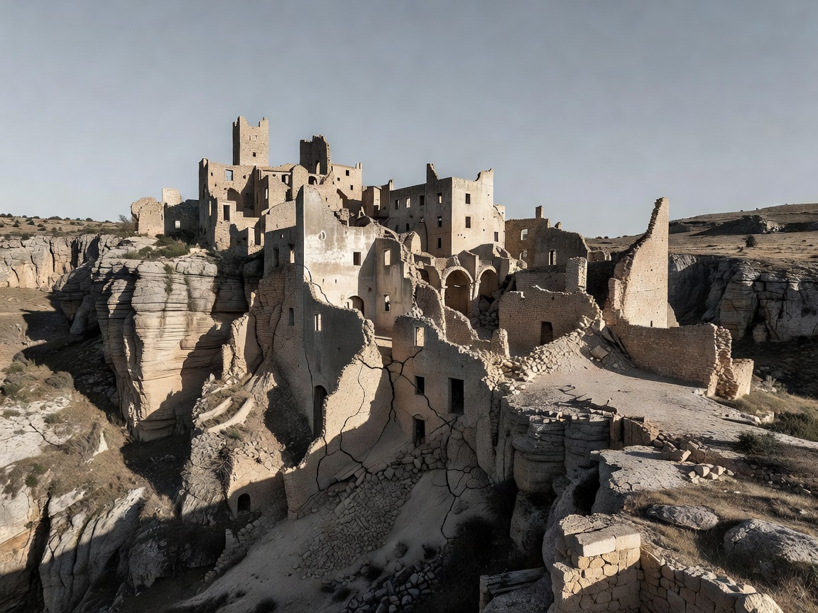 Craco Italy abandoned medieval stone village perched on high clay cliffs
